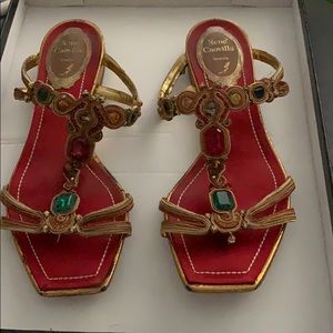 Beautiful gold Rene Caovilla sandals with stones